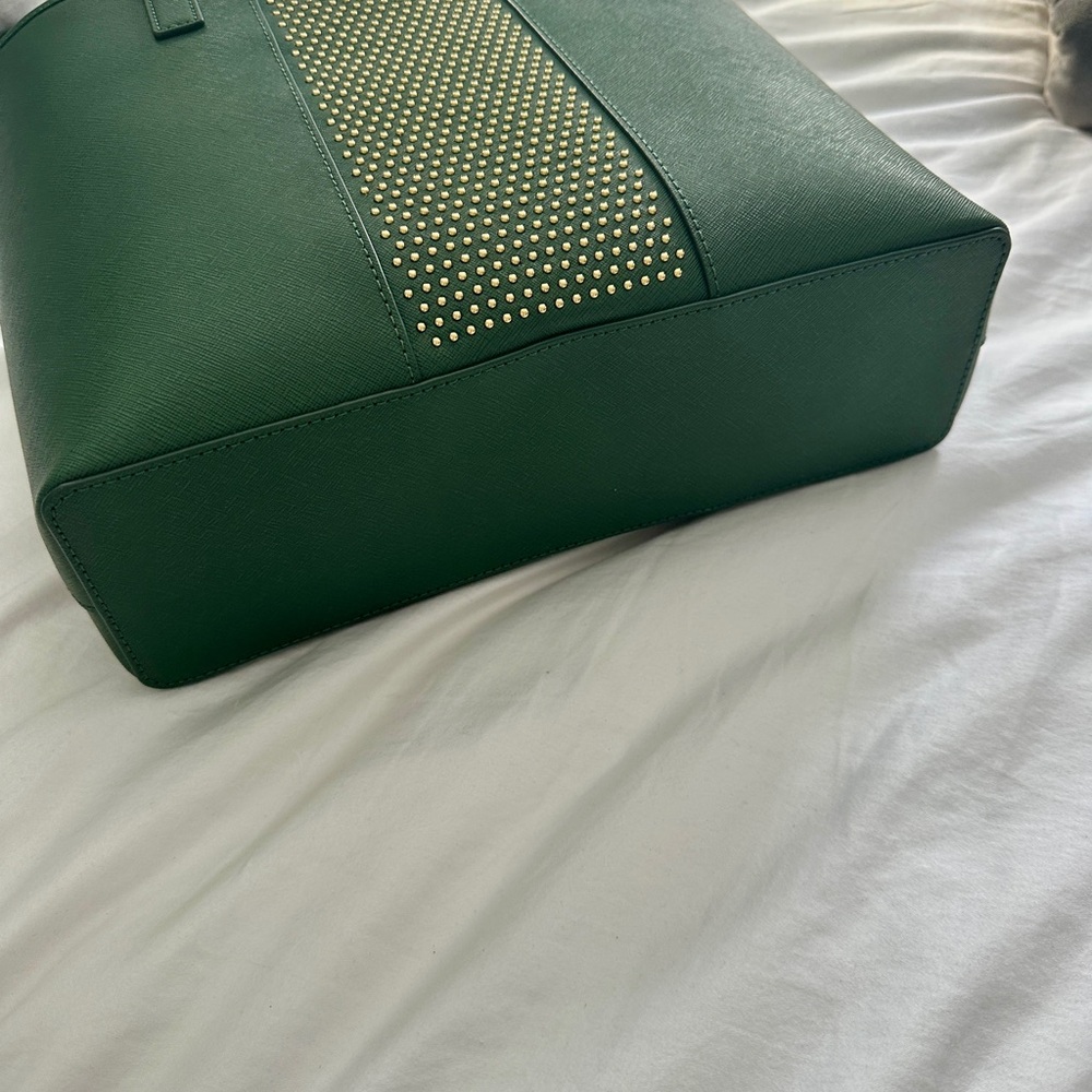 Michael Kors Microstud Center Stripe Small Travel Tote – Moss (NWT) - Picture 12 of 14